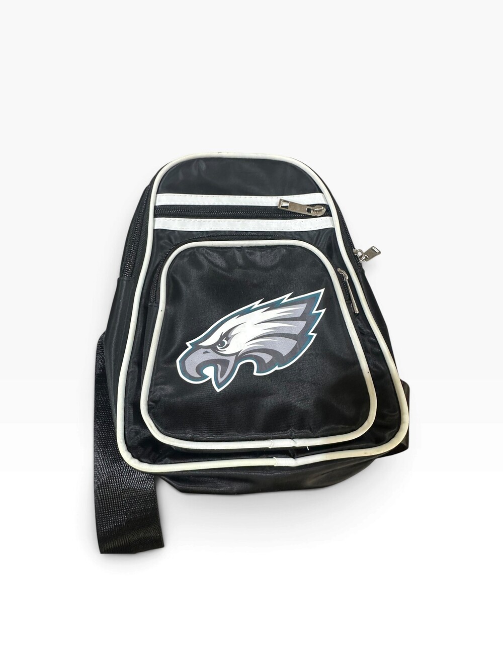 Philadelphia Eagles Black White Sling Backpack NFL Logo Sports Bag